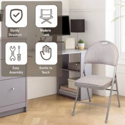 EONLION Folding Chair Cushioned Fabric Office Reception in Grey - Size: 100 cm - thumbnail 1