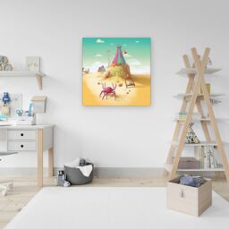 Warren Reed - Designer Crab On A Beach Holiday Canvas in Yellow - Size: w10 inch x h10 inch - thumbnail 3