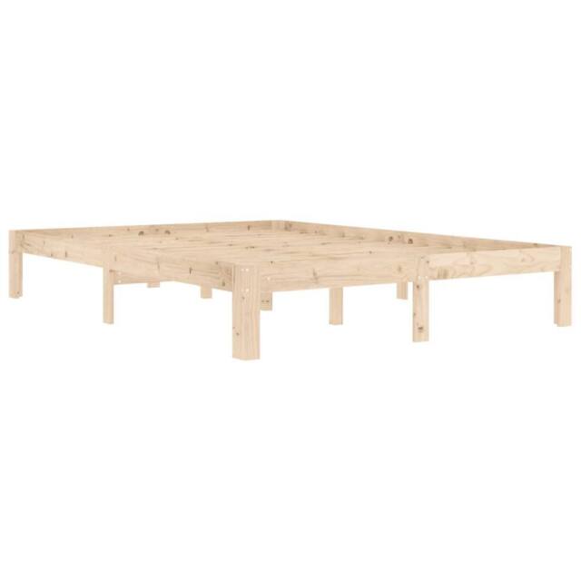 Berkfield Home Beautiful Bed Frame Solid Wood Pine 140x200 cm in Natural - image 1