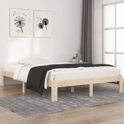 Berkfield Home Beautiful Bed Frame Solid Wood Pine 140x200 cm in Natural - thumbnail 2