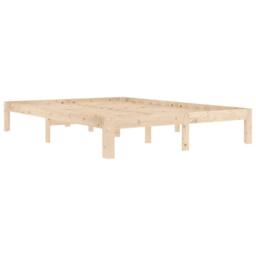 Berkfield Home Beautiful Bed Frame Solid Wood Pine 140x200 cm in Natural - thumbnail 1