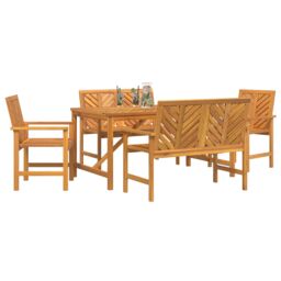Berkfield Home 5 Piece Garden Dining Set Solid Wood Acacia in Brown - thumbnail 3