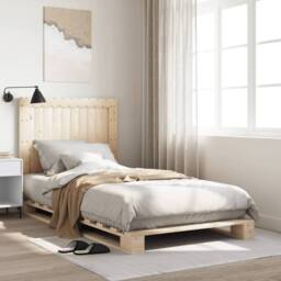 Berkfield Home Beautiful Bed Frame without Mattress with Headboard 100x200 cm So in Light Oak - thumbnail 2