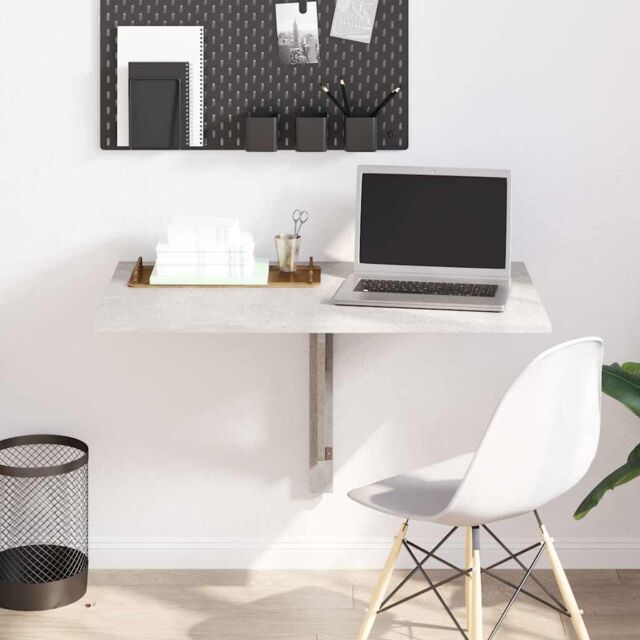 Berkfield Home Folding Wall Table Concrete Grey 100x60x56 cm Engineered Wood - Size: 100 x 60 x 56 cm - image 1