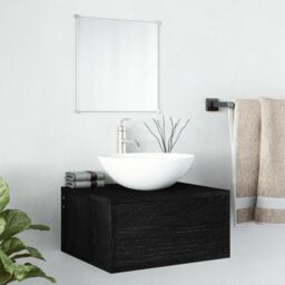 Berkfield Home 2 Piece Bathroom Furniture Set Black Engineered Wood - thumbnail 1
