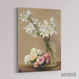 "Artery8 Still Life Roses & Lilies Latour Canvas Wall Art Print - Size: W18"" x H24""" - thumbnail 2
