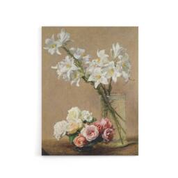"Artery8 Still Life Roses & Lilies Latour Canvas Wall Art Print - Size: W18"" x H24""" - thumbnail 1