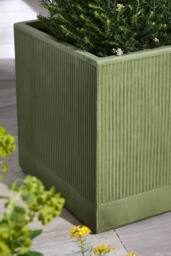 Dibor Large Sage Green Ribbed Finish Fibre Clay Indoor Outdoor Garden Plant Pots Houseplant Flower Planter H37 x W37cm - thumbnail 4