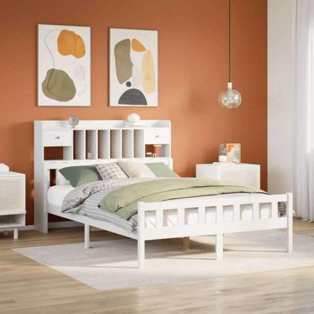 Berkfield Home Bookcase Bed without Mattress White 160x200 cm Solid Wood Pine - image 1
