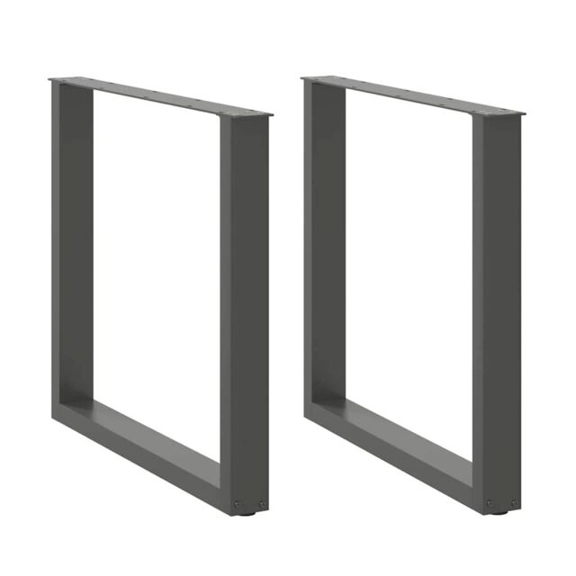 Berkfield Home Coffee Table Legs U-Shaped 2 pcs Anthracite 90x(72-73) cm Steel in Black - image 1