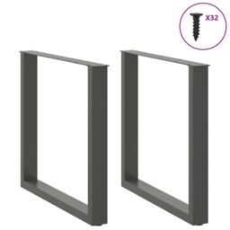Berkfield Home Coffee Table Legs U-Shaped 2 pcs Anthracite 90x(72-73) cm Steel in Black - thumbnail 3