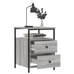 Berkfield Home Bedside Cabinets 2 pcs Grey Sonoma 44x45x60 cm Engineered Wood - Size: 44 x 45 x 60 cm - thumbnail 4