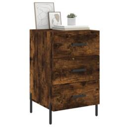 Berkfield Home Bedside Cabinet Smoked Oak 40x40x66 cm Engineered Wood in Brown - Size: 40 x 40 x 66 cm - thumbnail 3