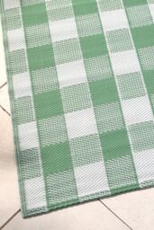 Dreams & Drapes 'Gingham' Classic Check Print UV Resistant Outdoor Rug in Green - Size: 170 cm x 120 cm - thumbnail 2