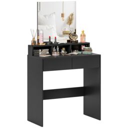HOMCOM Dressing Table with Mirror, Drawers, for Bedroom, Black - thumbnail 2