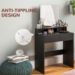 HOMCOM Dressing Table with Mirror, Drawers, for Bedroom, Black - thumbnail 6