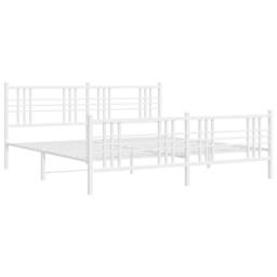 Berkfield Home Metal Bed Frame without Mattress with Footboard White 193x203cm - Size: 193x203 cm - thumbnail 1