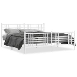 Berkfield Home Metal Bed Frame without Mattress with Footboard White 193x203cm - Size: 193x203 cm - thumbnail 3