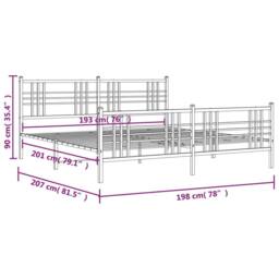 Berkfield Home Metal Bed Frame without Mattress with Footboard White 193x203cm - Size: 193x203 cm - thumbnail 8