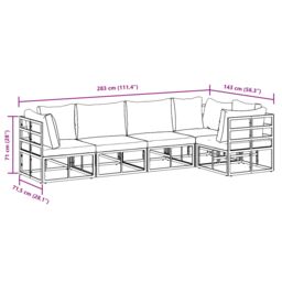Berkfield Home Garden Sofa Set with Cushion with Pillow 5 pcs Black Aluminium - thumbnail 9
