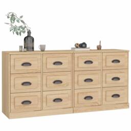 Berkfield Home Sideboards 2 pcs Sonoma Oak Engineered Wood in Brown - thumbnail 3