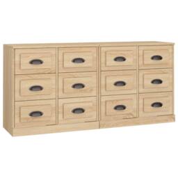 Berkfield Home Sideboards 2 pcs Sonoma Oak Engineered Wood in Brown - thumbnail 1
