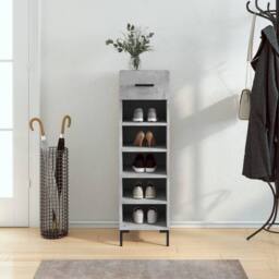 Berkfield Home Shoe Cabinet Concrete Grey 30x35x105 cm Engineered Wood - Size: 30 x 35 x 105 cm - thumbnail 2