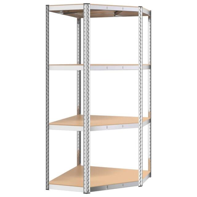 Berkfield Home 4-Layer Corner Shelf Silver Steel&Engineered Wood - image 1