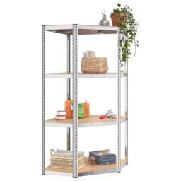 Berkfield Home 4-Layer Corner Shelf Silver Steel&Engineered Wood - thumbnail 3
