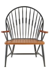 Orsina Vintage Inspired Walnut Wood & Metal Armchair, Rustic Appeal Occasional Armchair, Durable ArmChair in Brown - thumbnail 6