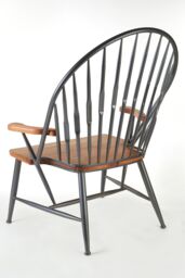 Orsina Vintage Inspired Walnut Wood & Metal Armchair, Rustic Appeal Occasional Armchair, Durable ArmChair in Brown - thumbnail 4