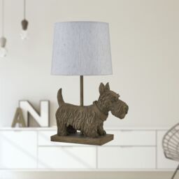 First Choice Lighting Bonnie - Scottie Dog Table Lamp With Oatmeal Linen Shade in Brown - thumbnail 6