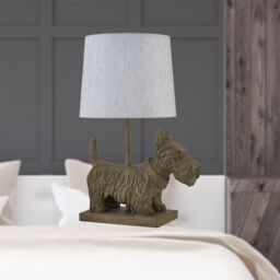 First Choice Lighting Bonnie - Scottie Dog Table Lamp With Oatmeal Linen Shade in Brown - thumbnail 5