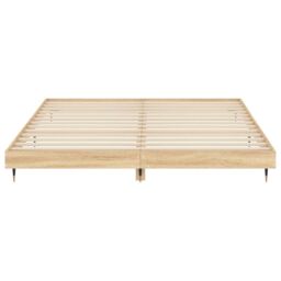 Berkfield Home Bed Frame Sonoma Oak 120x200 cm Engineered Wood in Brown - Size: Small Double - thumbnail 6