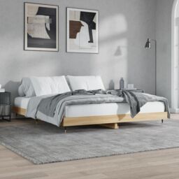Berkfield Home Bed Frame Sonoma Oak 120x200 cm Engineered Wood in Brown - Size: Small Double - thumbnail 1