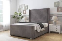 "Sloomy Devonshire Naples Frame-Mattress-50"" Upholstered Wingback Headboard in Grey - Size: Small Single" - thumbnail 2