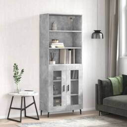 Berkfield Home Highboard Concrete Grey 69.5x34x180 cm Engineered Wood - thumbnail 2
