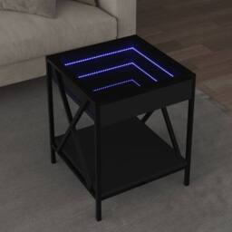 Berkfield Home Coffee Table with Infinity LED Black 40x40x49 cm - Size: 40 x 40 x 49 cm - thumbnail 2