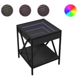 Berkfield Home Coffee Table with Infinity LED Black 40x40x49 cm - Size: 40 x 40 x 49 cm - thumbnail 1