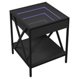 Berkfield Home Coffee Table with Infinity LED Black 40x40x49 cm - Size: 40 x 40 x 49 cm - thumbnail 3