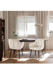 Groundlevel Set of 2 Velvet Upholstered Dining Chairs in Cream - thumbnail 2