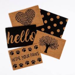 Esselle Astley Printed PVC Backed Coir Printed Hello Doormat in Black - Size: 40 cm x 60 cm - thumbnail 4