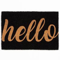 Esselle Astley Printed PVC Backed Coir Printed Hello Doormat in Black - Size: 40 cm x 60 cm - thumbnail 1