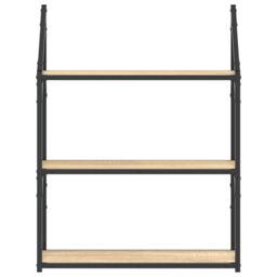 Berkfield Home 3-Tier Wall Shelf Sonoma Oak 60x21x78.5 cm Engineered Wood in Brown - thumbnail 4