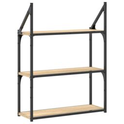 Berkfield Home 3-Tier Wall Shelf Sonoma Oak 60x21x78.5 cm Engineered Wood in Brown - thumbnail 6