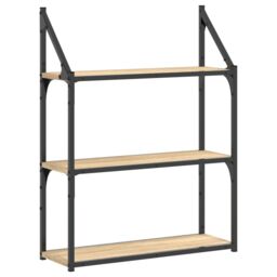 Berkfield Home 3-Tier Wall Shelf Sonoma Oak 60x21x78.5 cm Engineered Wood in Brown - thumbnail 2