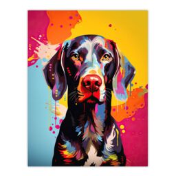 "Artery8 Wall Art Print Shorthaired German Pointer Dog Lover Gift Pet Portrait Colourful Artwork Painting Poster - Size: W18"" x H24""" - thumbnail 1