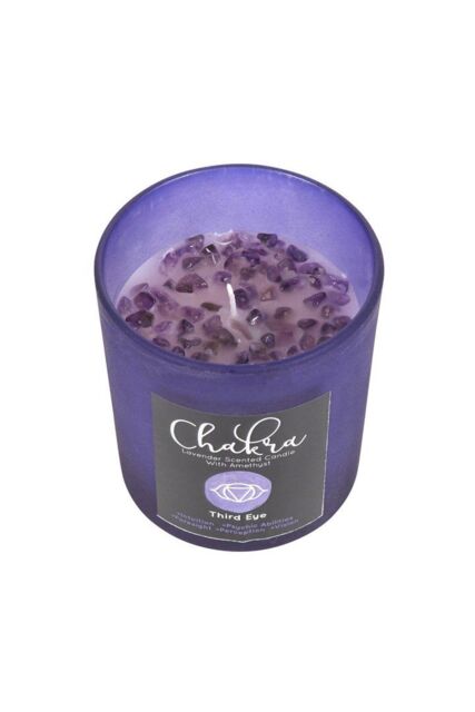 KDMD Third Eye Chakra Lavender Crystal Chip Candle in Blue - image 1