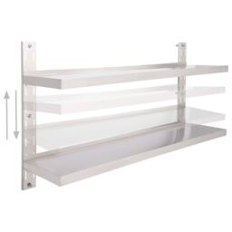 Berkfield Home 2-Tier Floating Wall Shelf Stainless Steel 150x30 cm in Grey - thumbnail 3
