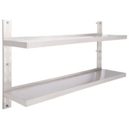 Berkfield Home 2-Tier Floating Wall Shelf Stainless Steel 150x30 cm in Grey - thumbnail 2